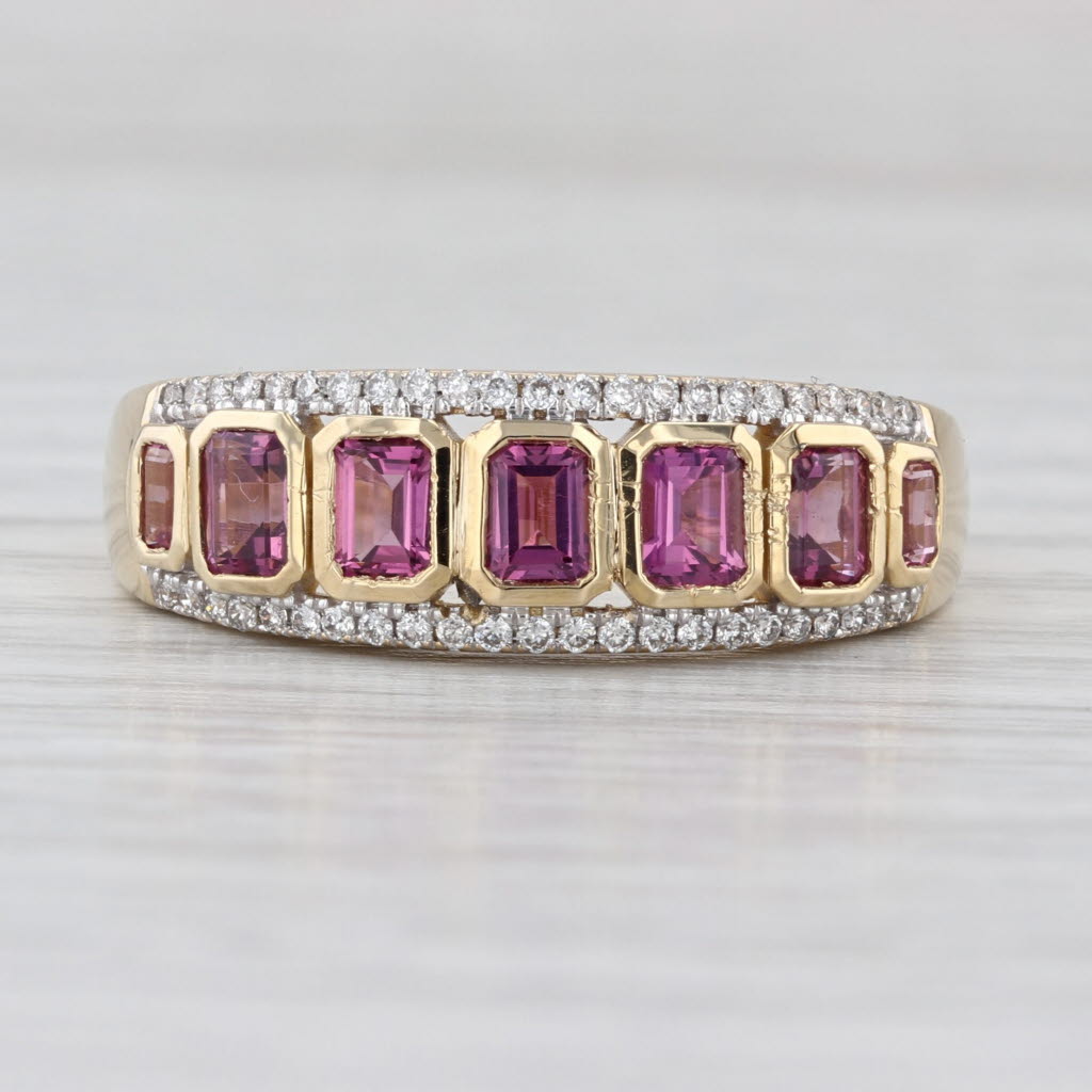 1.66ctw Bezel Set Garnet Diamond Ring 14k Yellow Gold Size 10