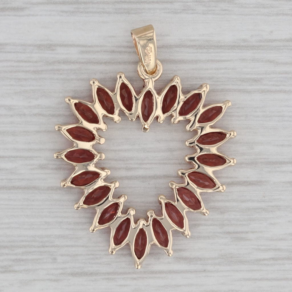 Gray 2.80ctw Garnet Open Heart Pendant 10k Yellow Gold
