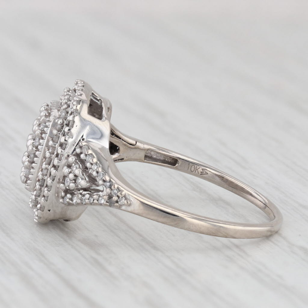 Light Gray 0.33ctw Diamond Cluster Halo Engagement Ring 10k White Gold Size 7.5