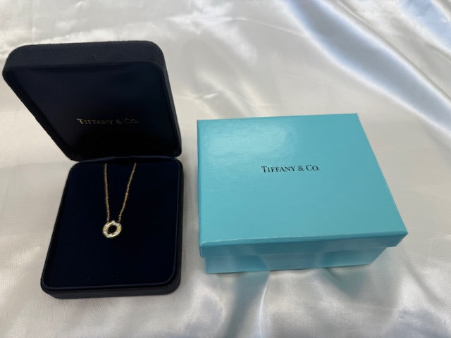Tiffany Etoile .18ctw Diamond Dots Circle Pendant Necklace Box 18k Gold Platinum