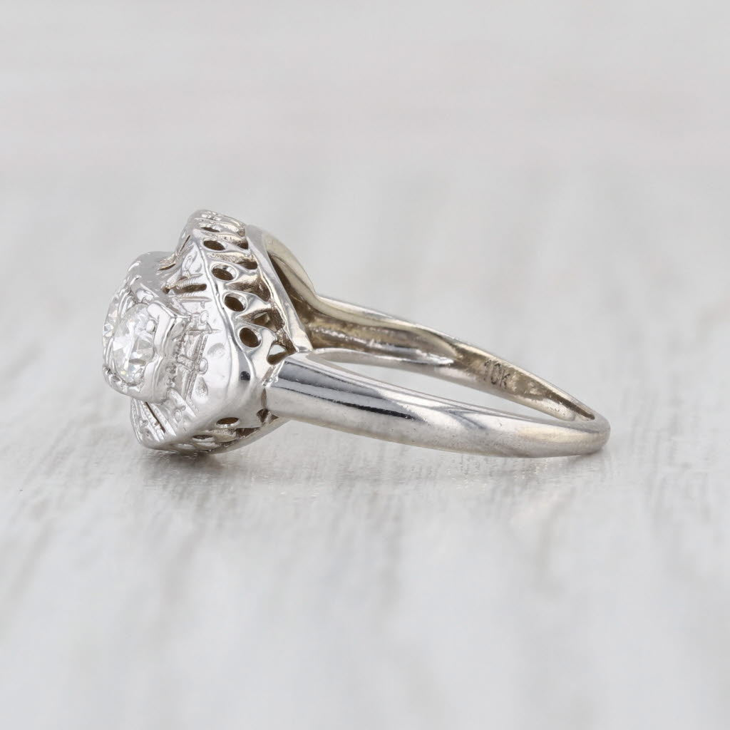 Vintage 0.45ctw Diamond 3-Stone Princess Ring 10k White Gold Size 4.5