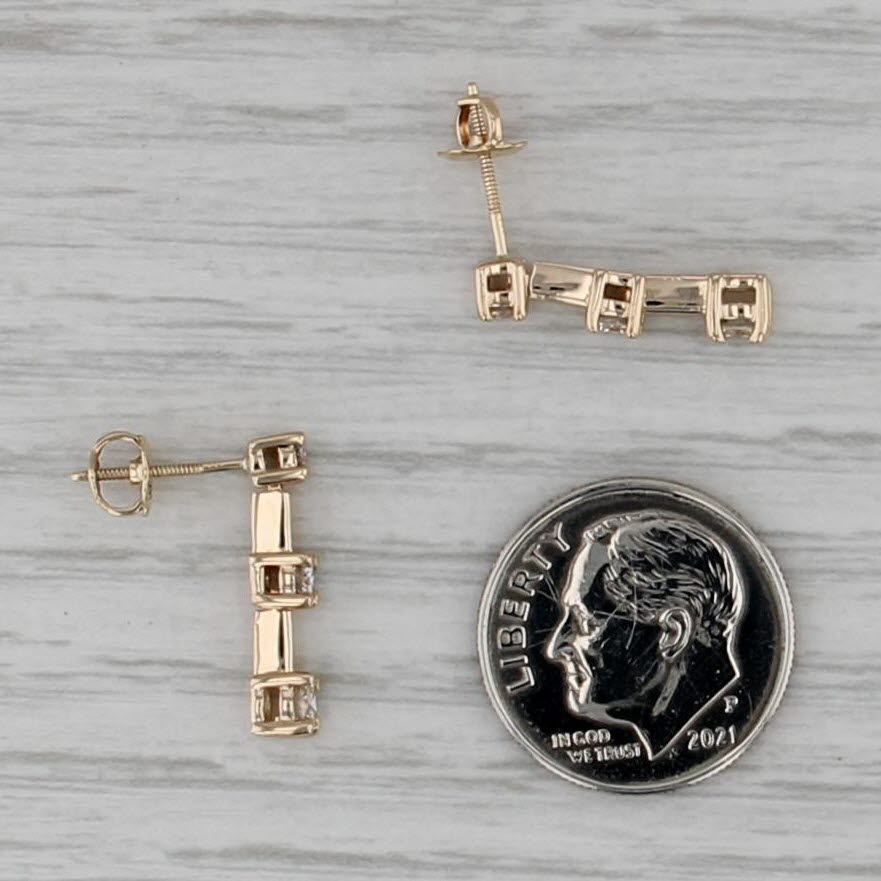 0.40ctw Round Diamond Journey Earrings 14k Yellow Gold Pierced Drops