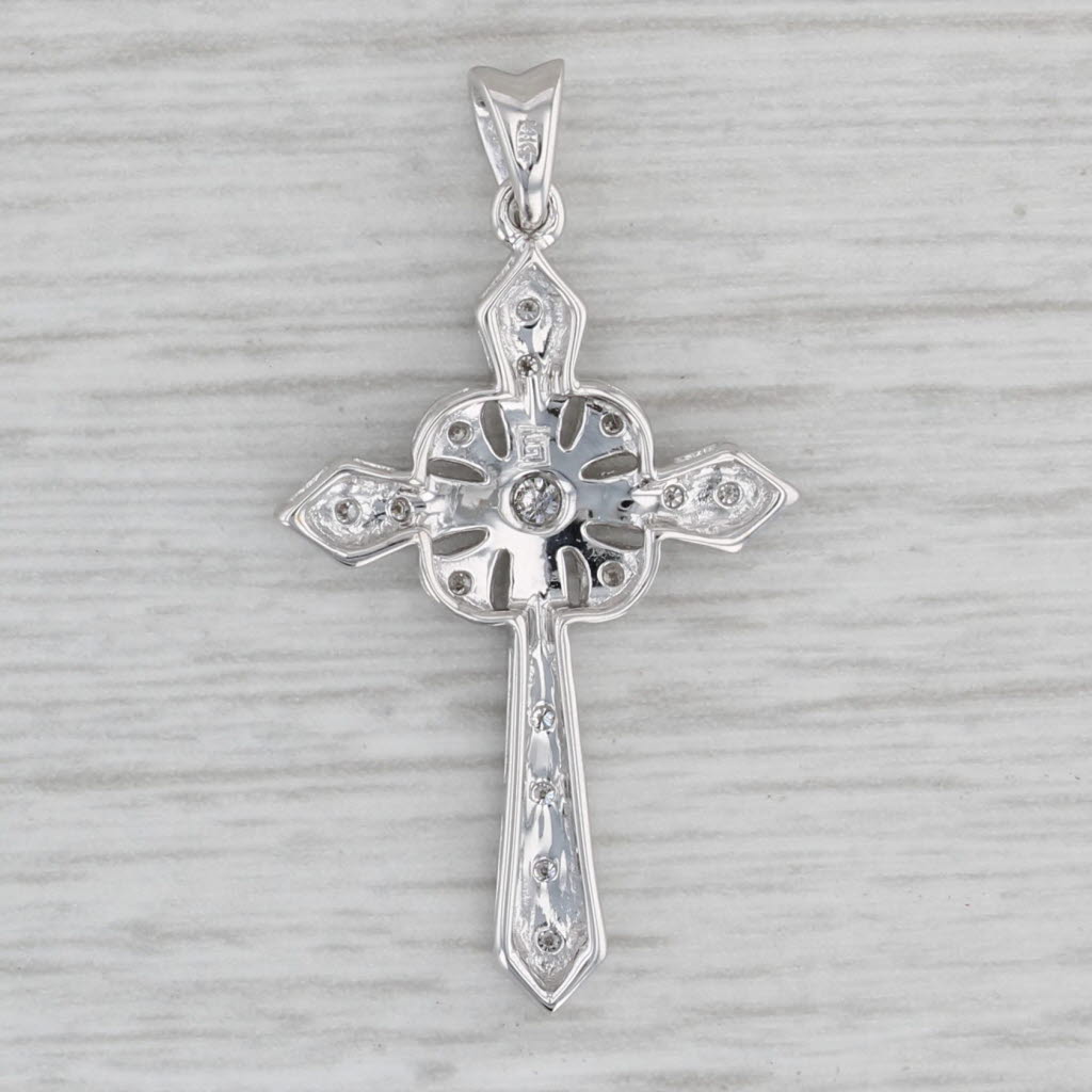 Gray Diamond Cross Pendant 14k White Gold Religious Jewelry