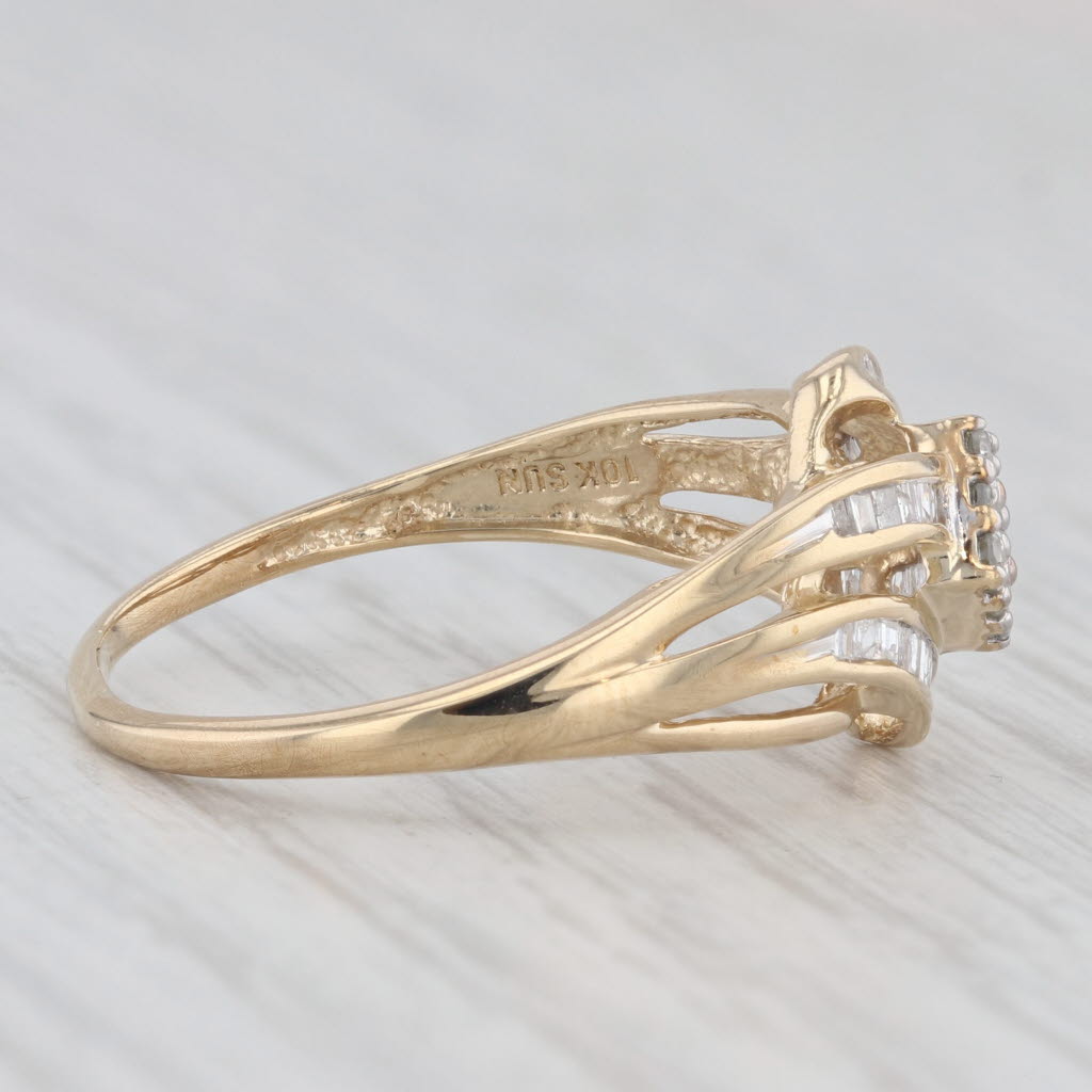 Light Gray 0.40ctw Diamond Cluster Engagement Ring 10k Yellow Gold Size 8.75