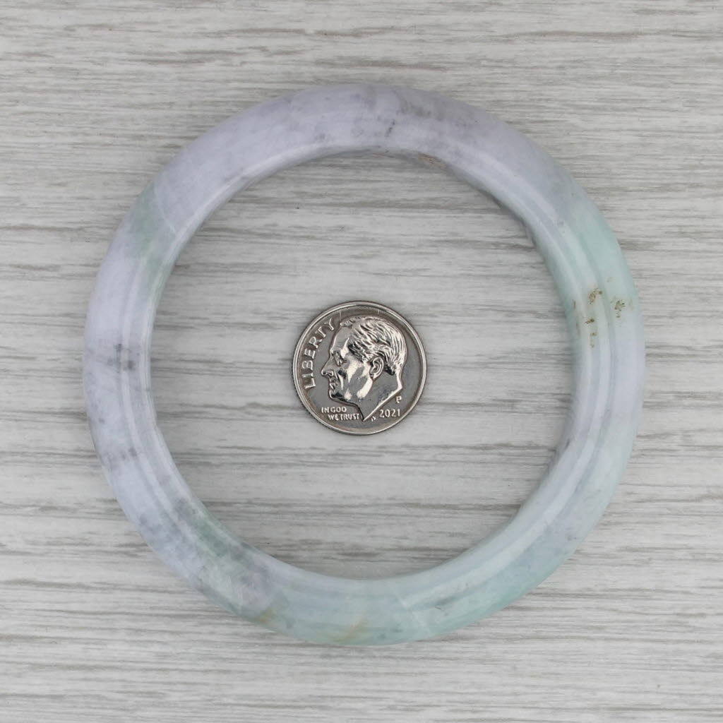 Marbled Green Jadeite Jade Bangle Bracelet 7” 12.4mm Stackable Statement