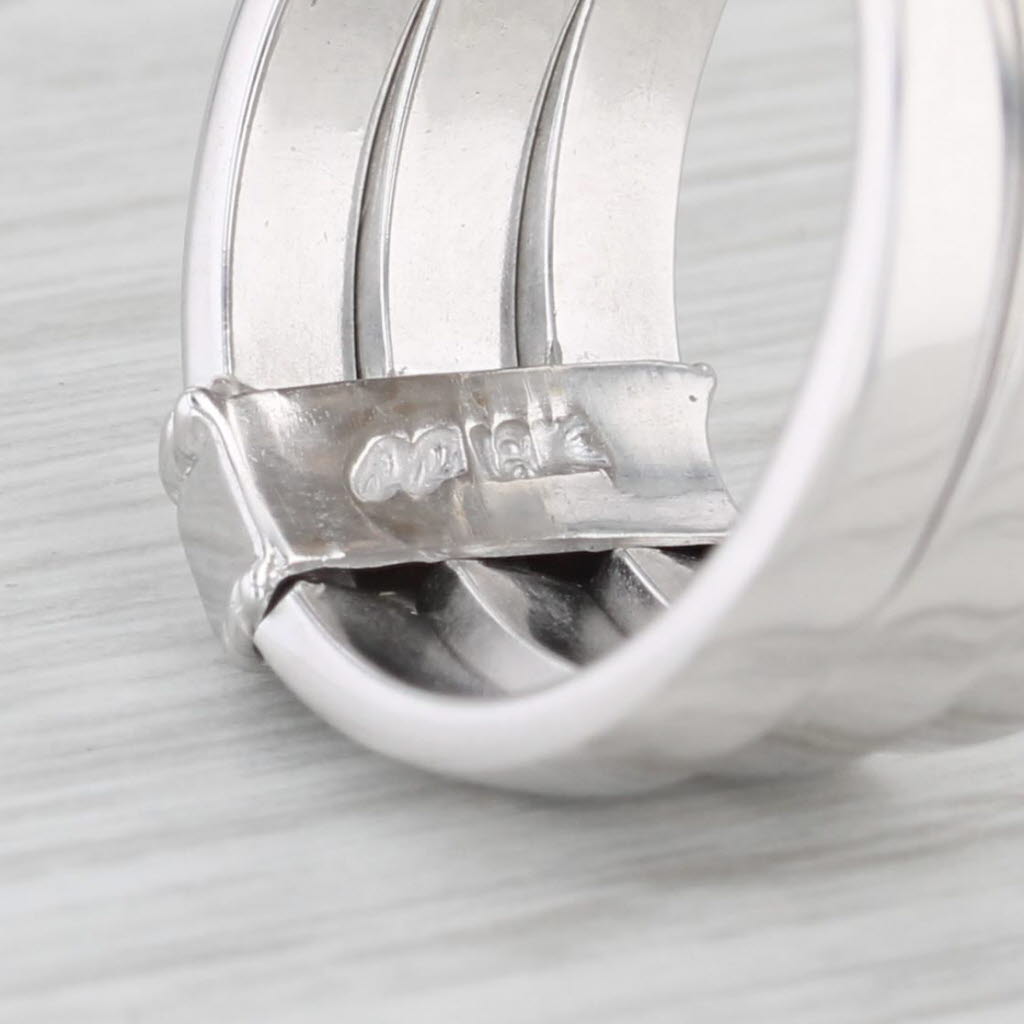 Diamond 3-Stone 3-Band Ring 18k White Gold Size 6 Penny Preville