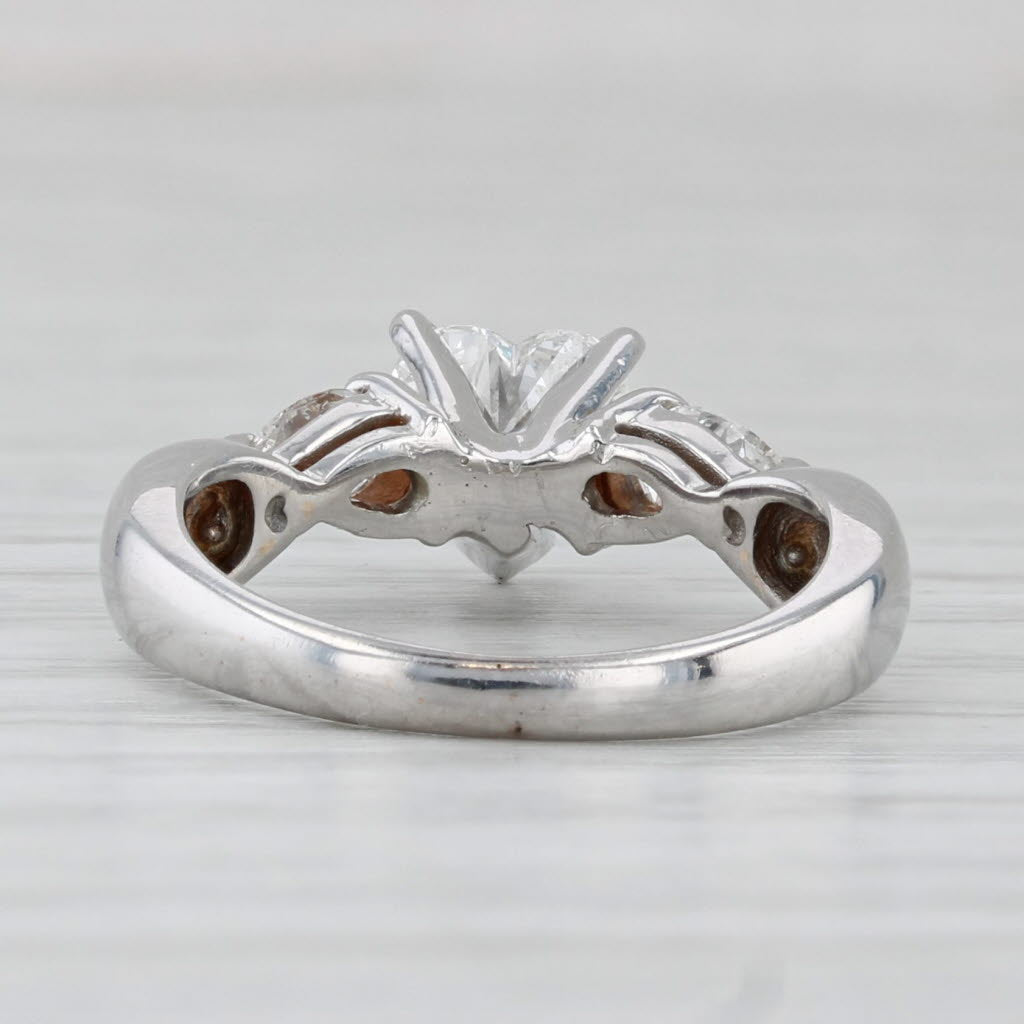 Light Gray 0.83ctw Diamond Heart Engagement Ring 14k white Gold Size 4.25