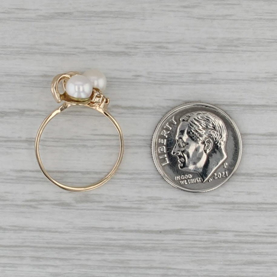 Cultured Pearl Knot Ring 14k Yellow Gold Size 5