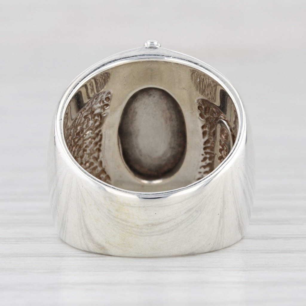 Relios Turquoise Ring Oval Cabochon Sterling Silver Size 6 Vintage Statement