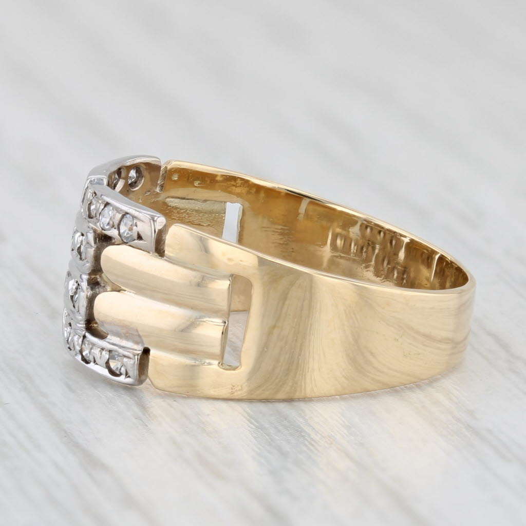 Light Gray 0.18ctw Cubic Zirconia Interlocking Ring 18k Yellow White Gold Size 7.25