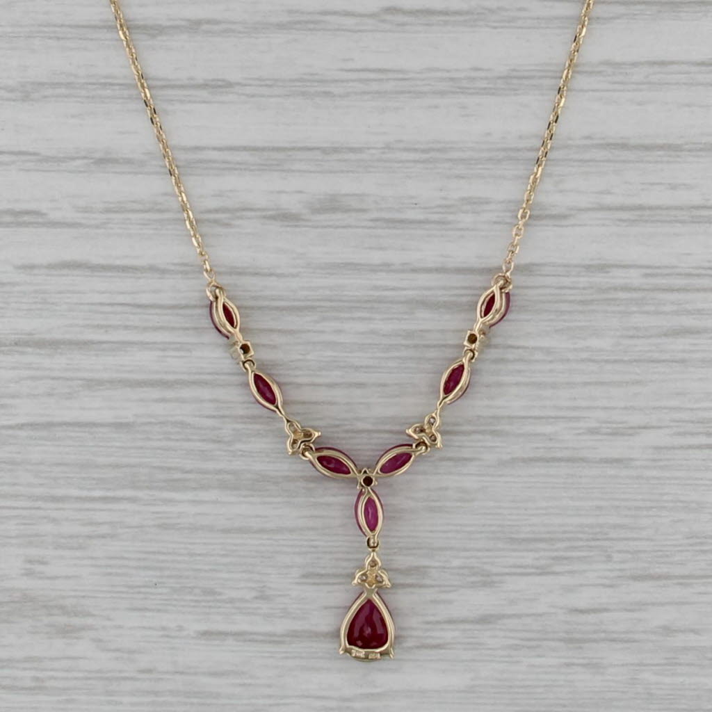 1.67ctw Ruby Diamond Lariat Necklace 14k Yellow Gold 17.75" Cable Chain