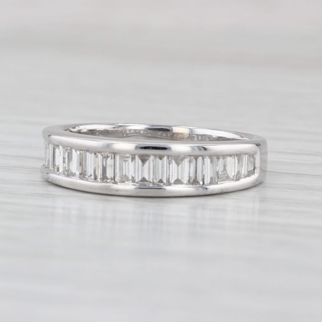 1.60ctw Channel Set Diamond Wedding Band 14k White Gold Size 7.75 Stackable Ring