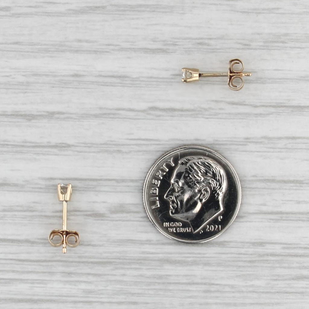 0.10ctw Round Diamond Solitaire Stud Earrings 14k Yellow Gold Small Studs