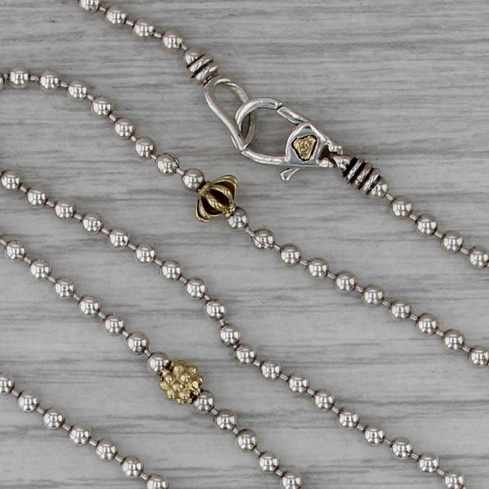 Lagos Caviar Station Bead Chain Necklace Sterling Silver 18k Gold 36" Long