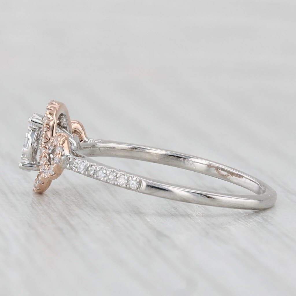 Light Gray 0.28ctw Diamond Cluster Engagement Ring 10k White Rose Gold Size 7.75
