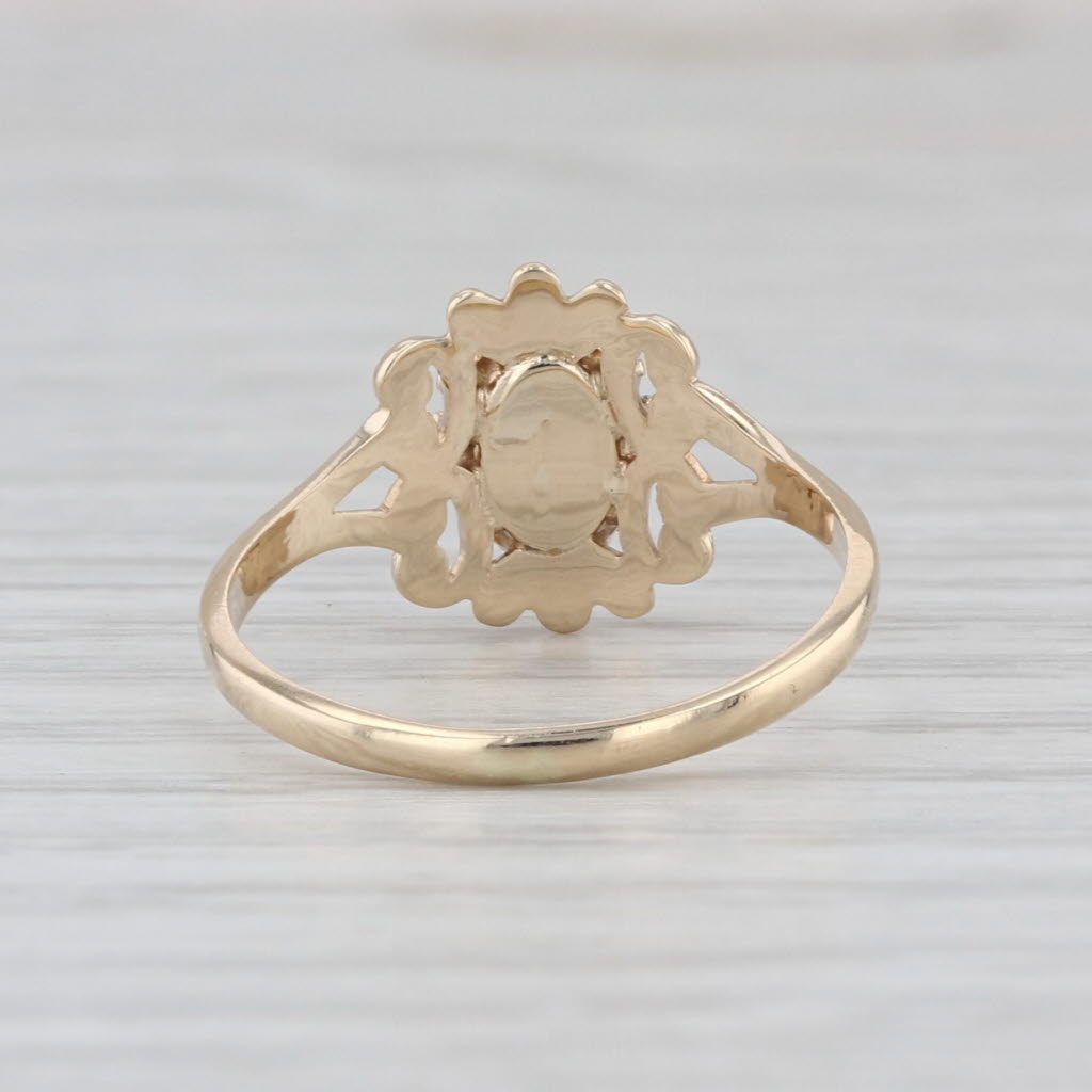 Oval Opal Cabochon Solitaire Ring 10k Yellow Gold Size 5.75