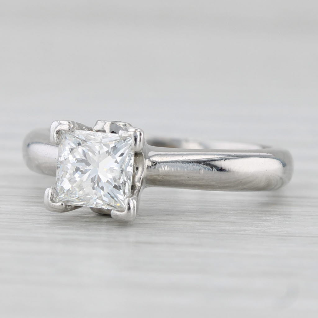 Light Gray 1.04ct Princess Diamond Engagement Ring 18k Gold Platinum Size 5.5-5.75