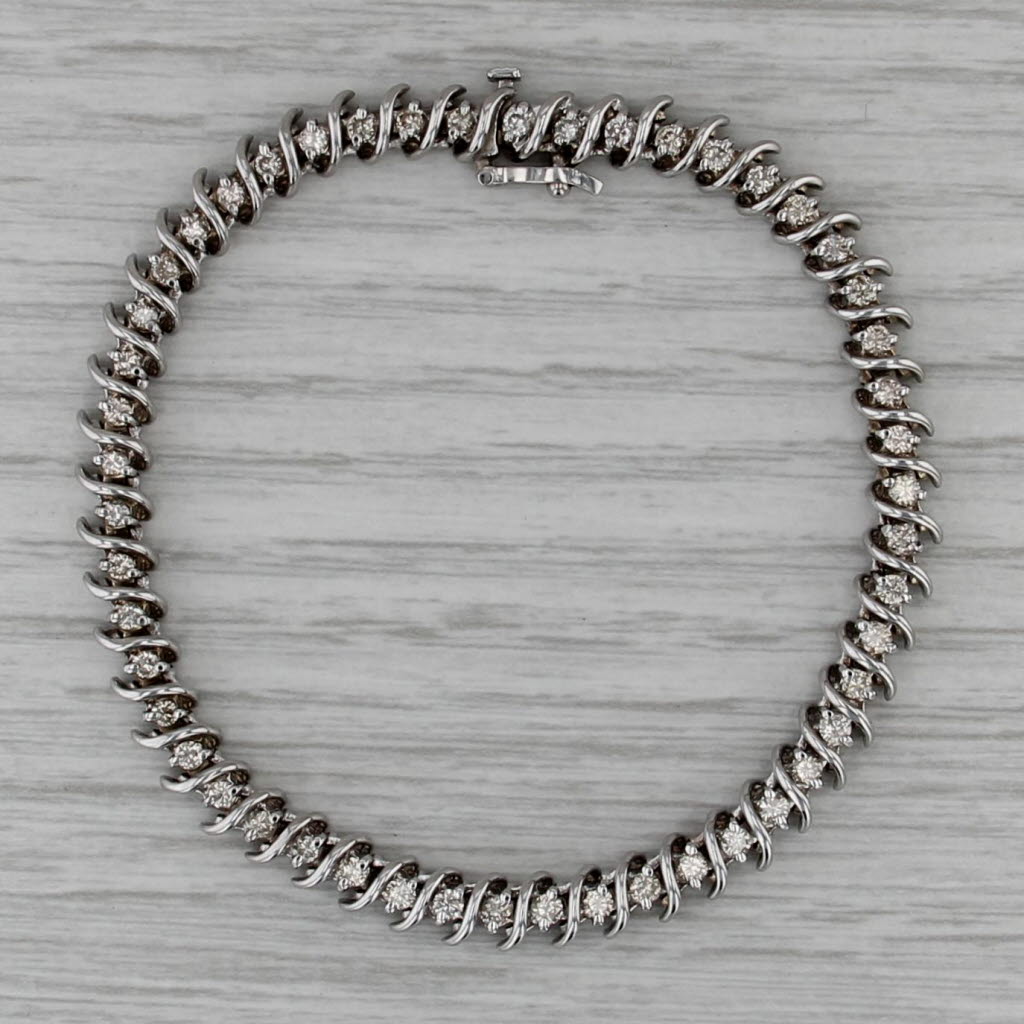 1.75ctw Diamond Tennis Bracelet 14k White Gold 7.25" 5.4mm
