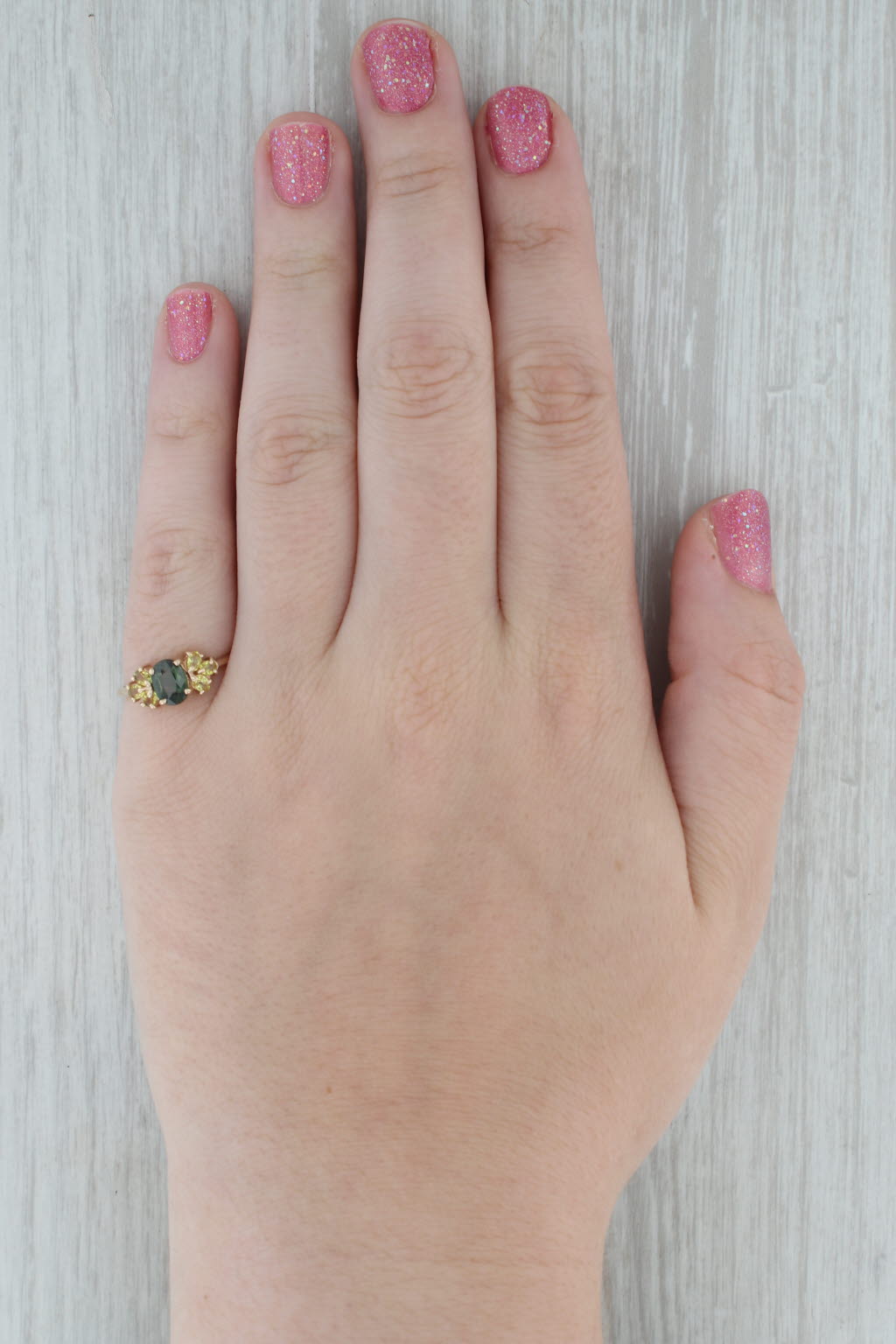 Dark Gray 1.14ctw Green Yellow Sapphire Ring 14k Yellow Gold Size 6.75