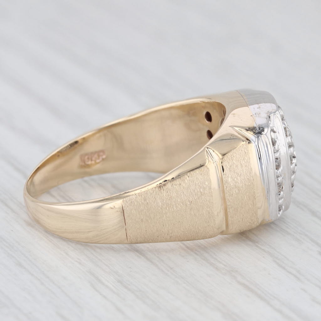 Light Gray Men's 0.40ctw Diamond Cluster Ring 10k White Yellow Gold Size 12.75