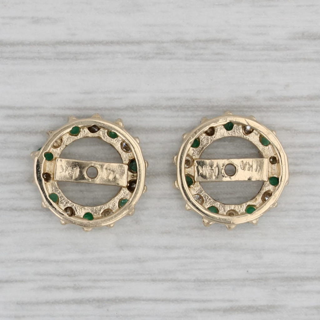 Gray 0.40ctw Emerald Diamond Earring Enhancers Jackets for Studs 14k Yellow Gold
