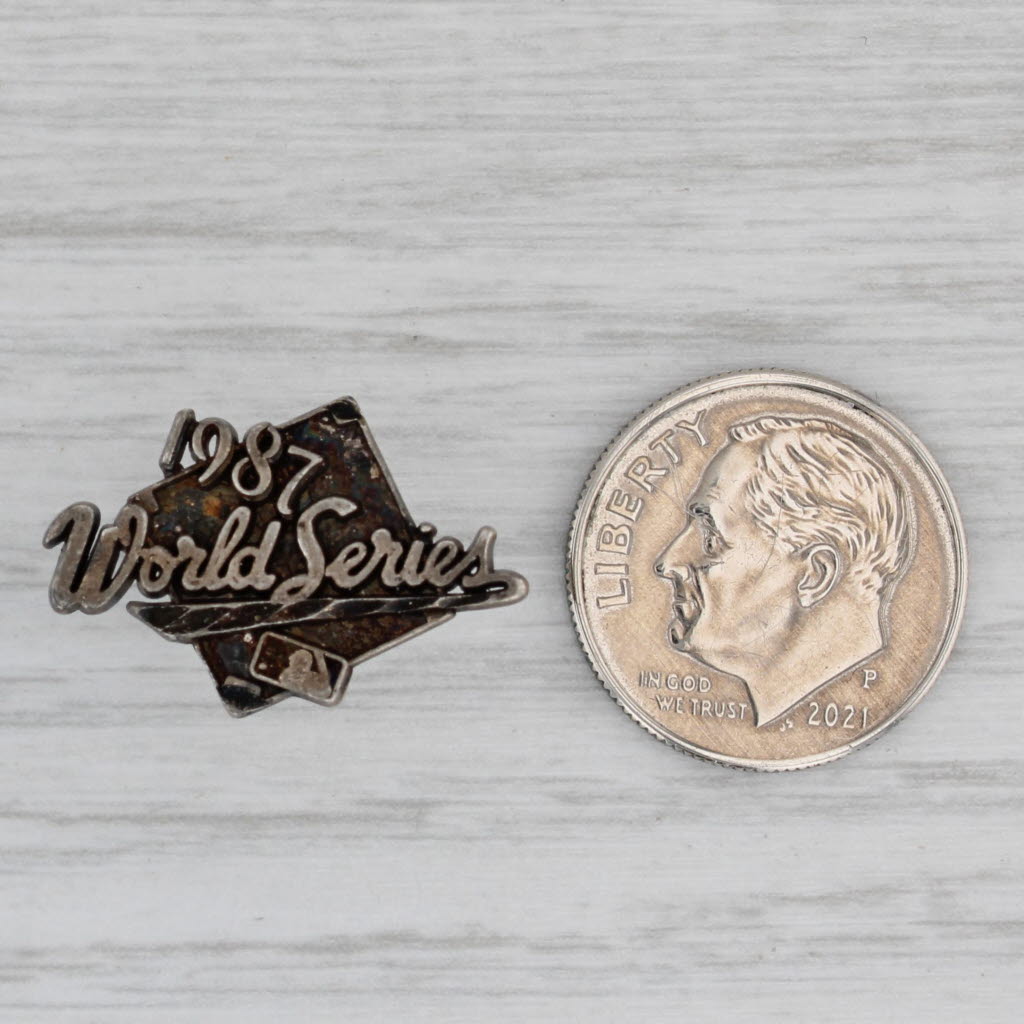 Gray 1987 World Series MLB Baseball Commemorative Souvenir Tie Pin Sterling Silver