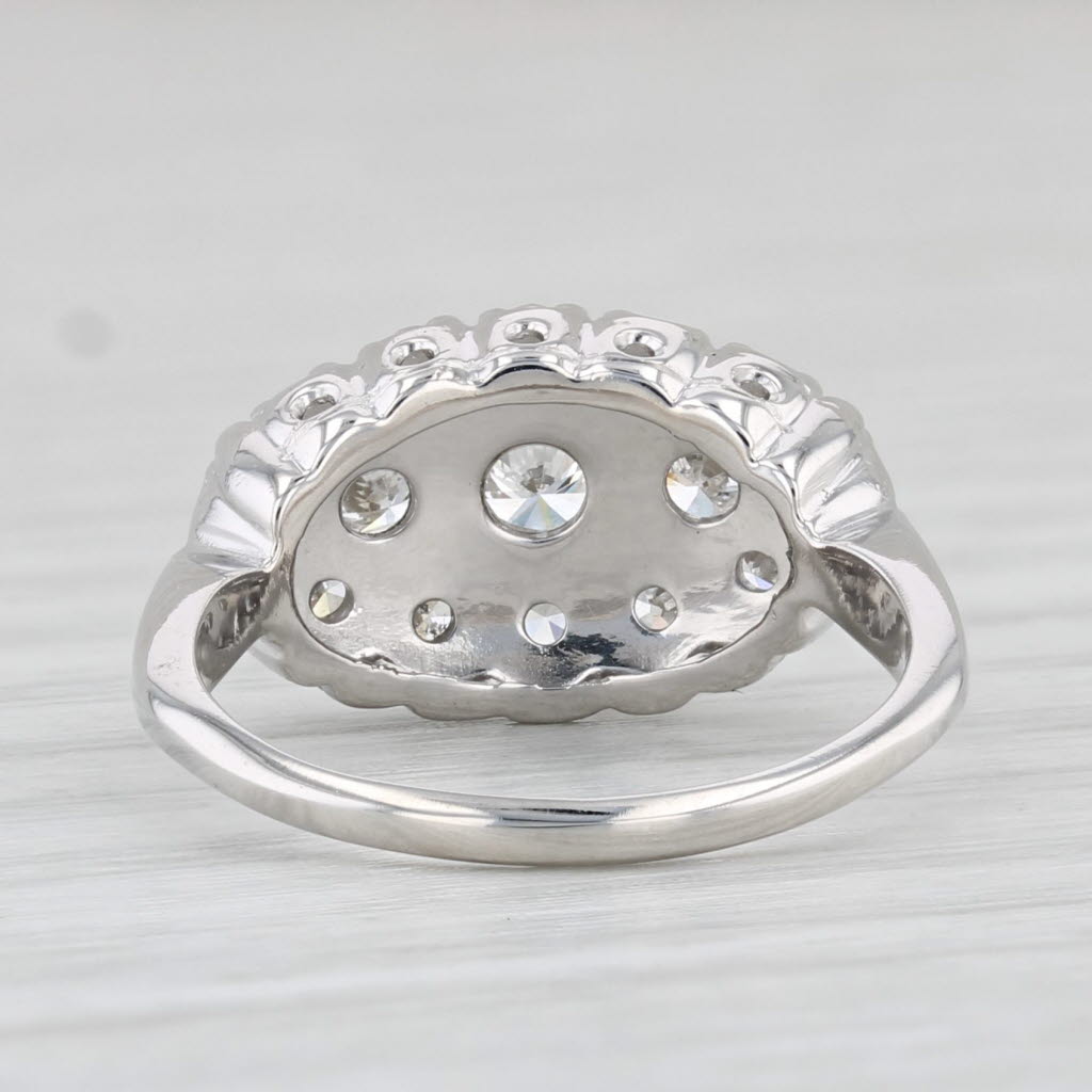 Light Gray Vintage 0.38ctw Diamond Princess Ring 14k White Gold Size 3.75 Halo 3-Stone