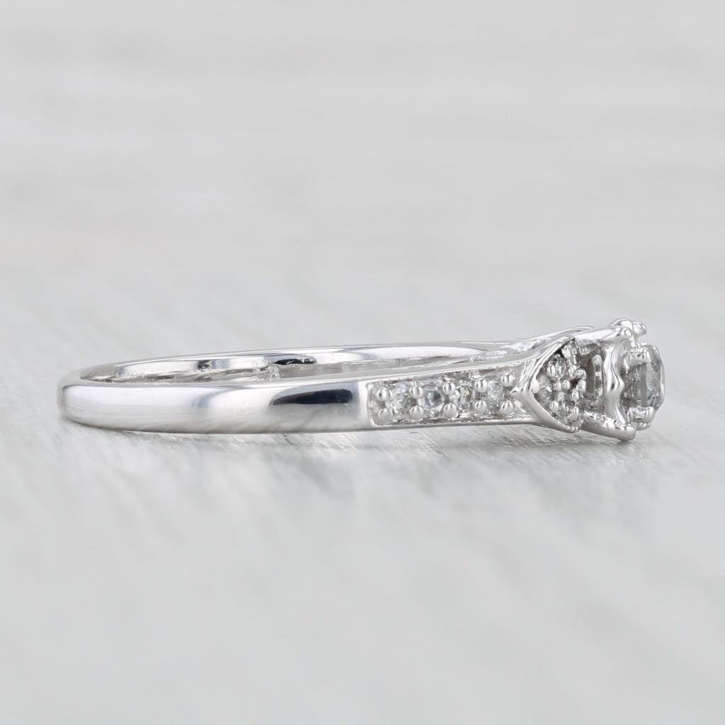 Light Gray 0.11ctw Diamond Engagement Ring 10k White Gold Size 6.5 Cathedral Band