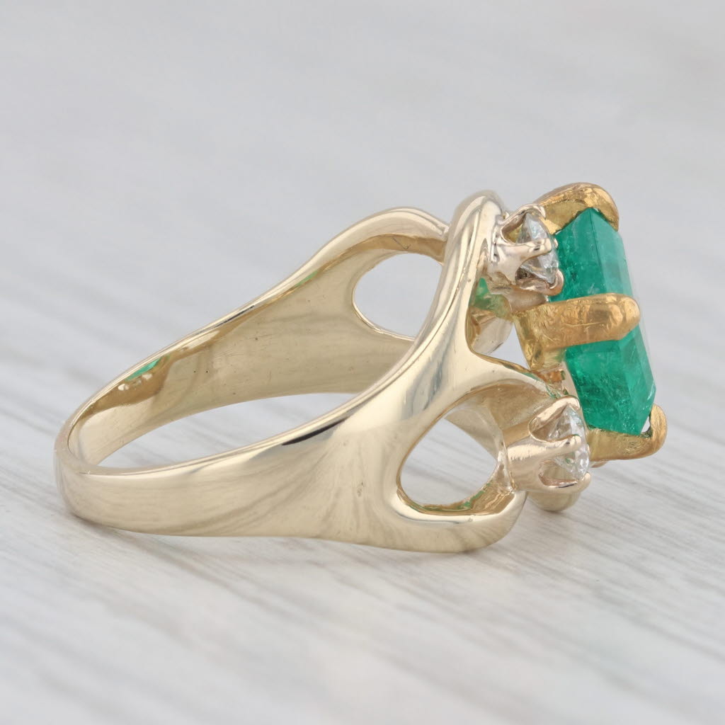 Gray 2.57ctw Emerald Diamond Ring 14k Yellow Gold Size 6