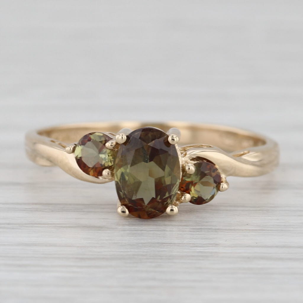0.78ctw Green Brown Oval Andalusite 14k Yellow Gold Size 8