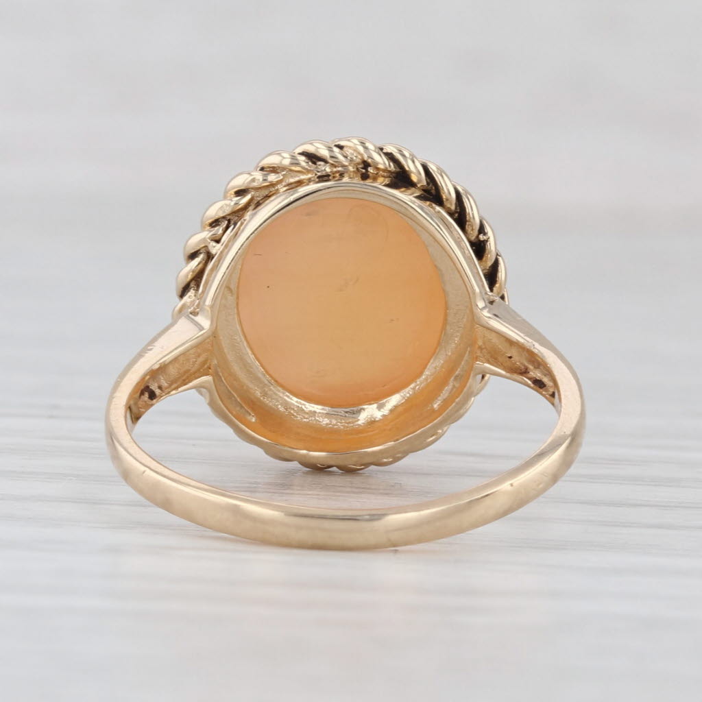 Orange Moonstone Cabochon Ring 14k Yellow Gold Size 8