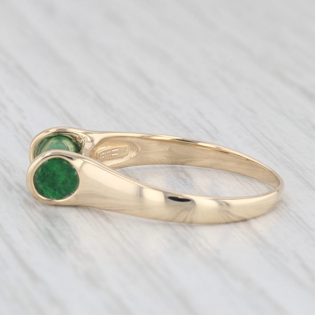 Light Gray Green Maw Sit Sit Solitaire Mid-Century Modern 14K Yellow Gold Ring Size 9.25