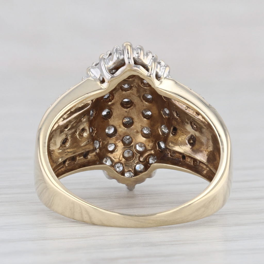 Light Gray 0.50ctw Diamond Cluster Ring 10k Yellow Gold Size 7.75 Cocktail