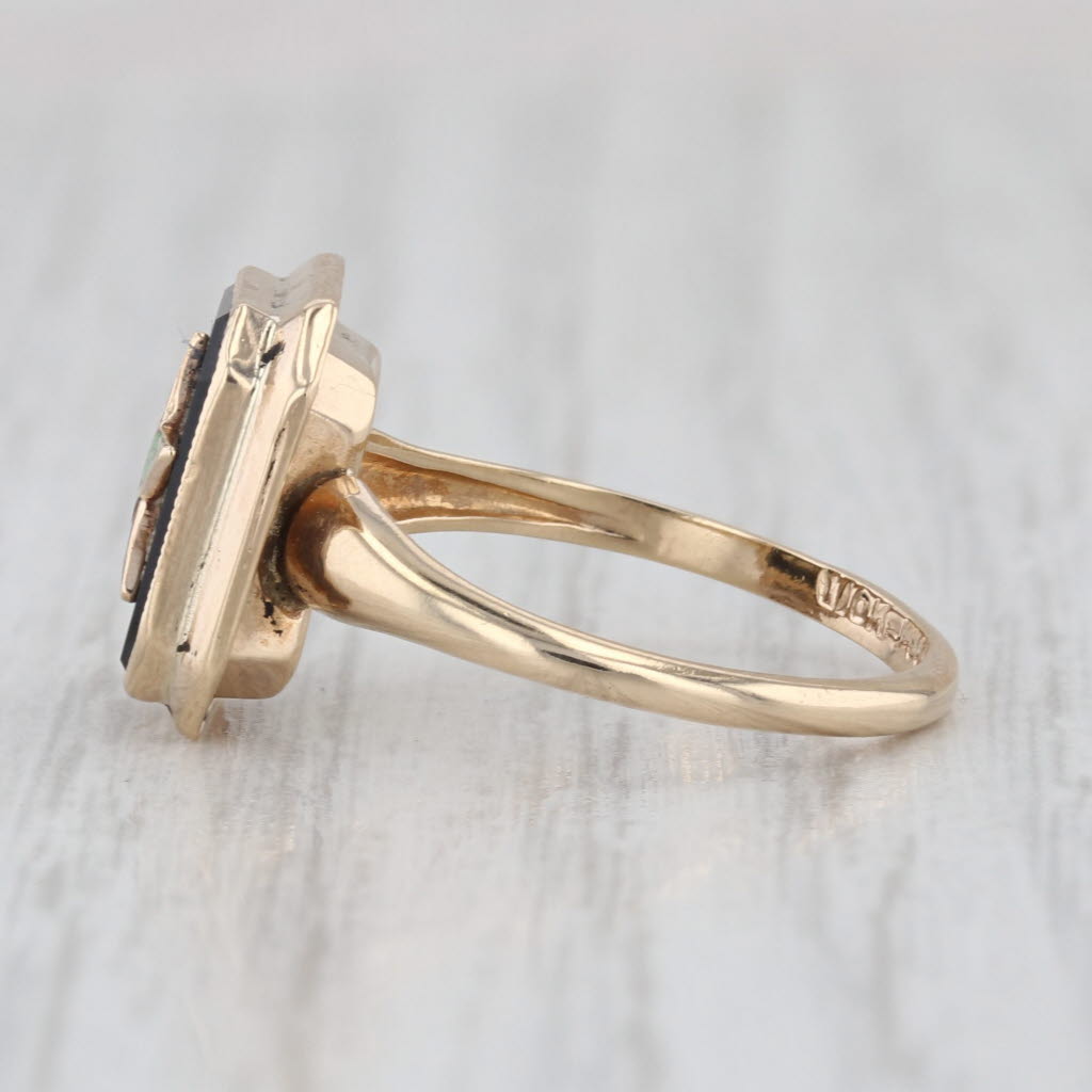 Order Eastern Star OES Signet Ring 10k Yellow Gold Onyx Size 5.25 Masonic