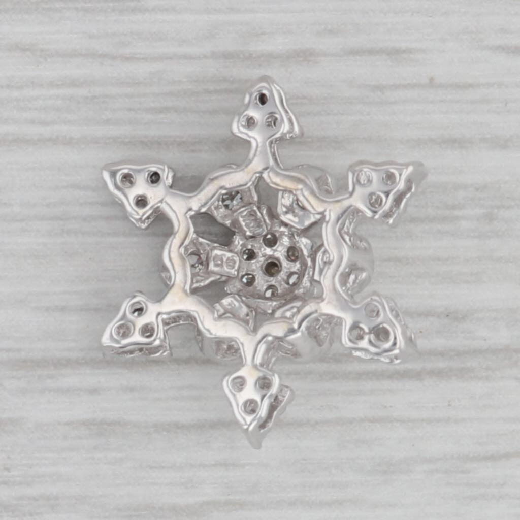 Gray Diamond Accented Snowflake Pendant 10k White Gold Charm