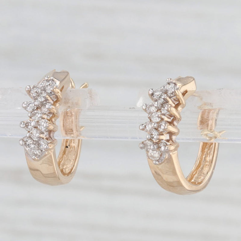 0.23ctw Diamond Hoop Earrings 14k Yellow Gold Snap Top Small Round Hoops