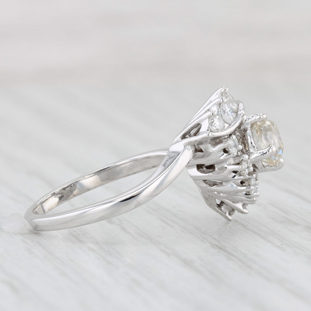 Light Gray Vintage 1.09ctw Diamond Ring 14k White Gold Size 7 Round Cluster