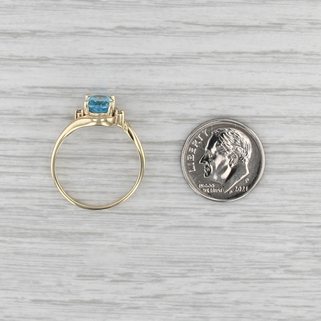 1.53ctw Oval Blue Topaz Diamond Bypass Ring 14k Yellow Gold Size 7.75