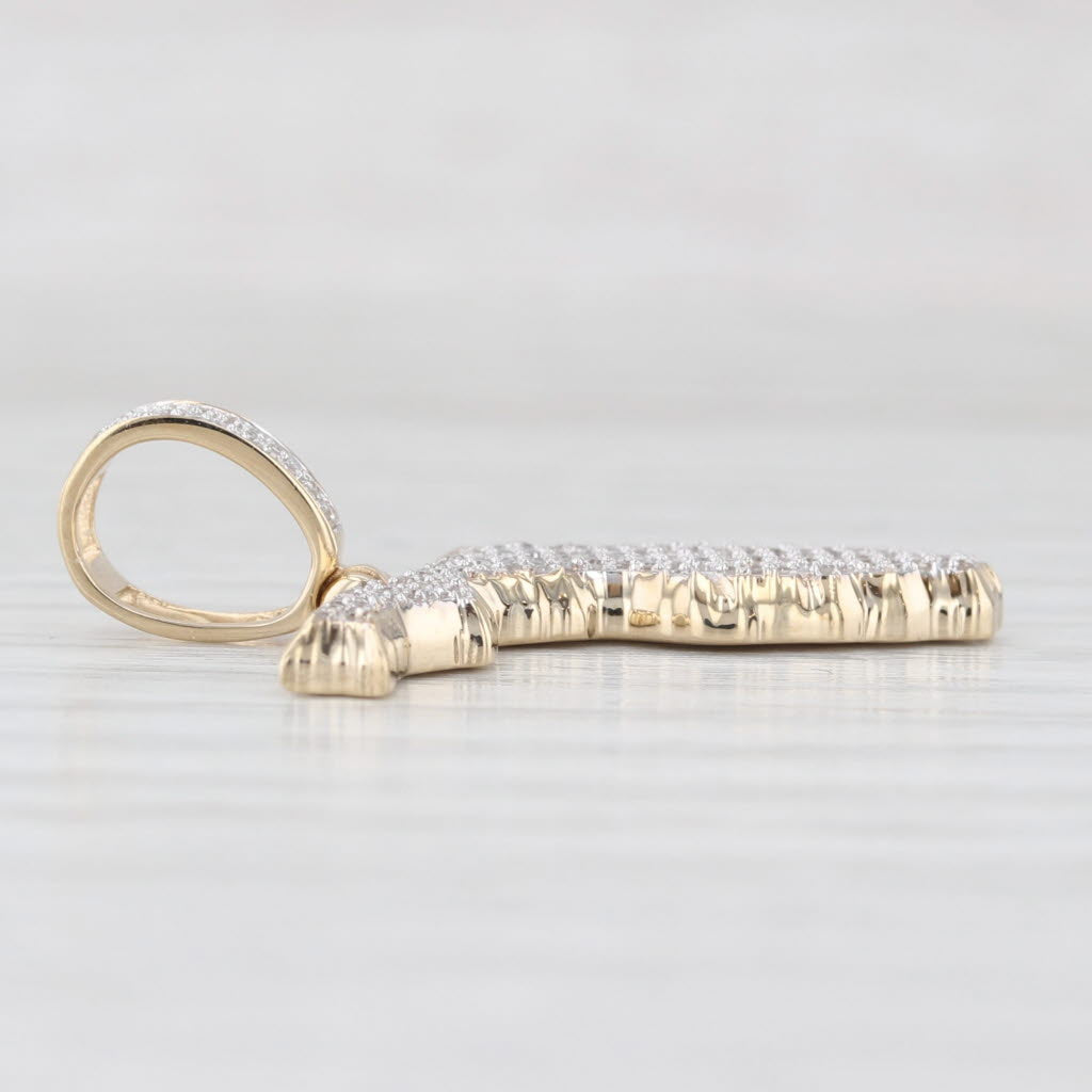 Light Gray Pave Diamond Florida Pendant 10k Yellow Gold Souvenir