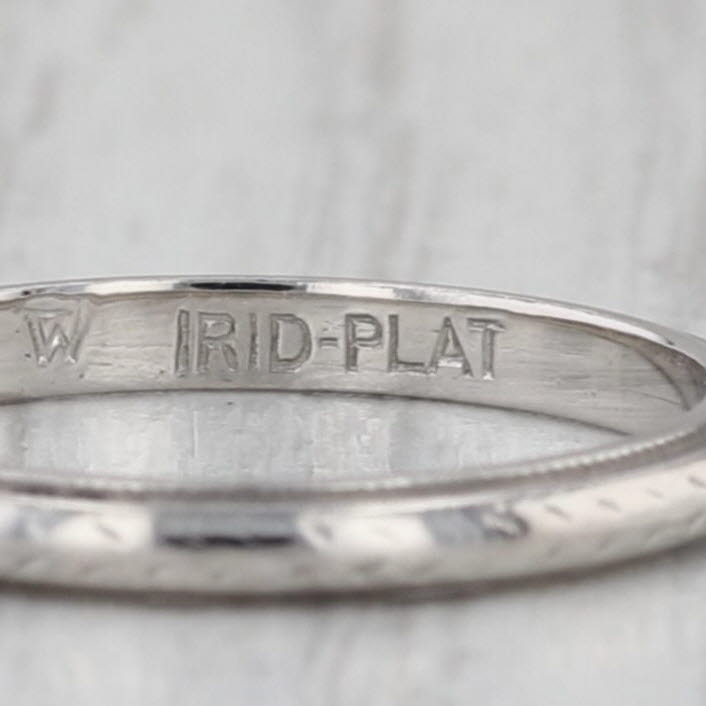 Art Deco Wheat Pattern Ring Platinum Wedding Band Stackable Size 4.5