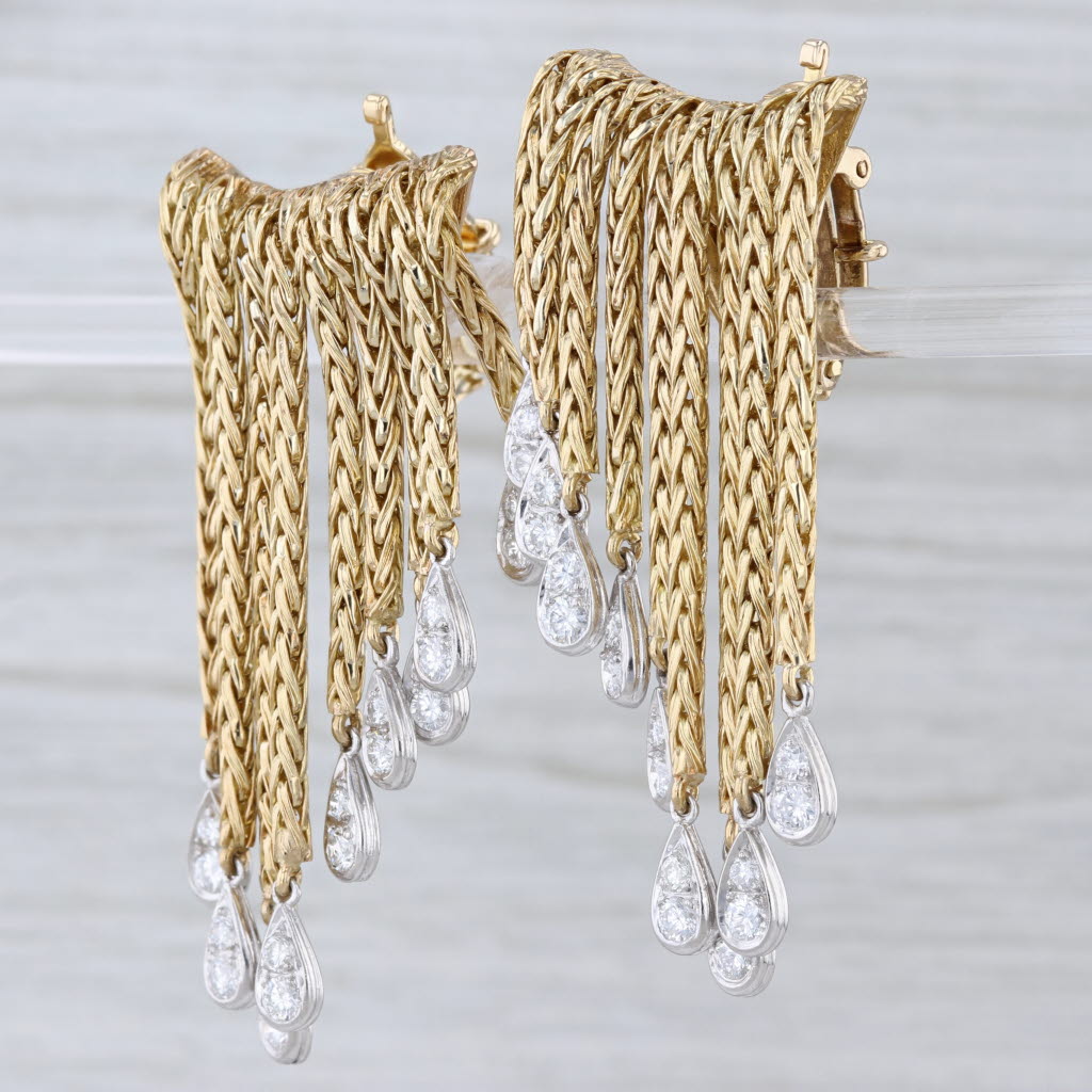 Tiffany & Co Yard 1.24ctw Diamond Fring Chandelier Earrings 18k 14k Gold Clip On