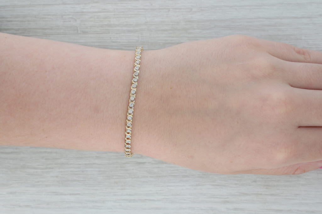 Dark Gray 0.50ctw Diamond Tennis Bracelet 14k Yellow Gold 7" 3.6mm