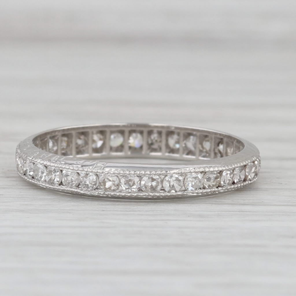 Antique 0.50ctw Diamond Eternity Band Platinum Anniversary Wedding Ring Size 6.5