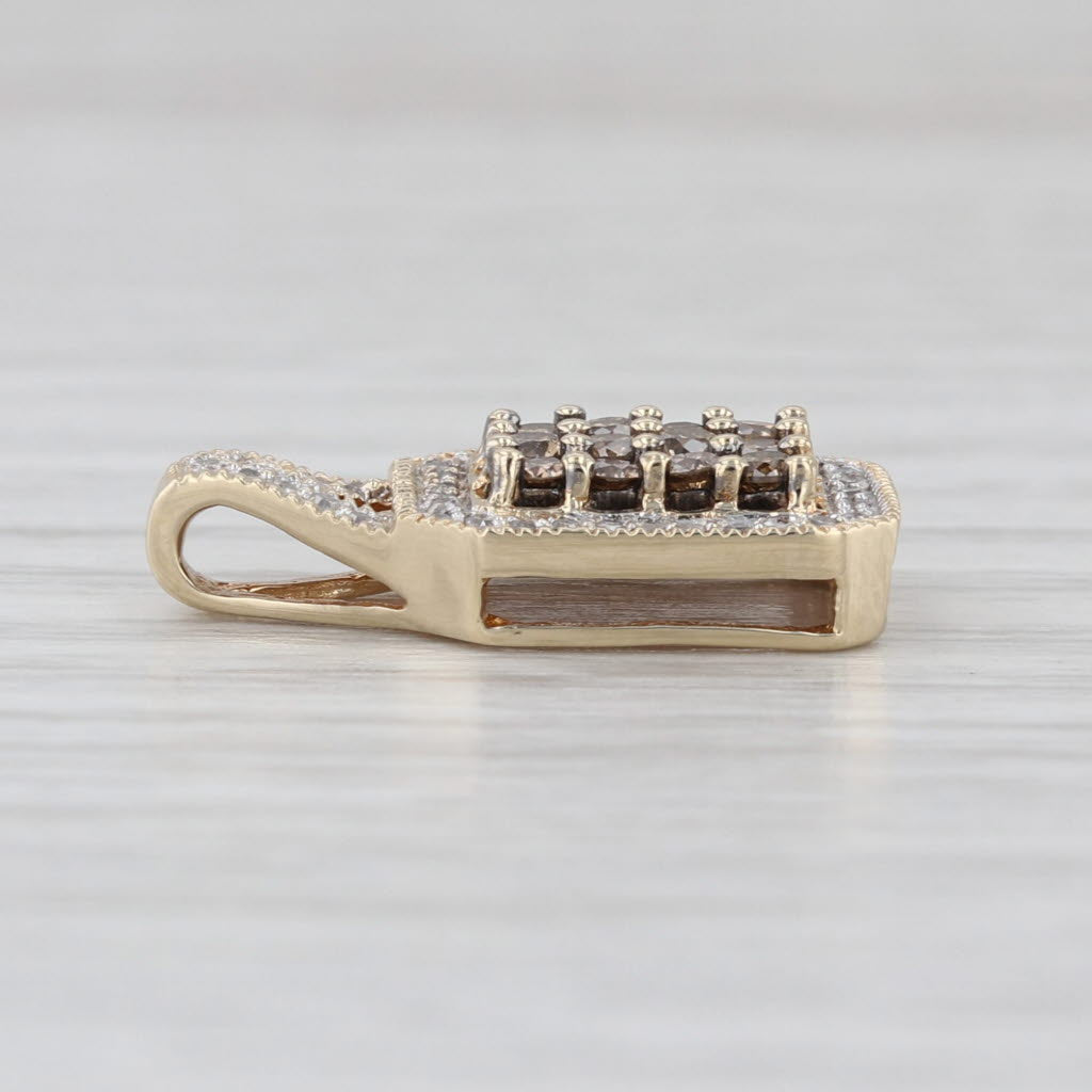 0.39ctw Champagen White Diamond Halo Pendant 10k Yellow Gold