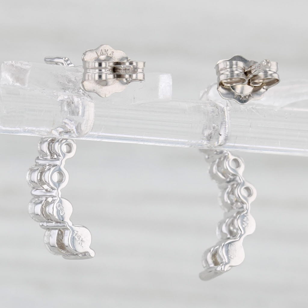 Light Gray 0.46ctw Contoured Diamond Journey Earrings 14k White Gold Drops