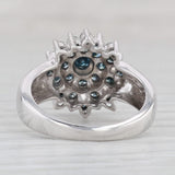 Light Gray 0.80ctw Blue Diamond Flower Cluster Ring 10k White Gold Size 6.5
