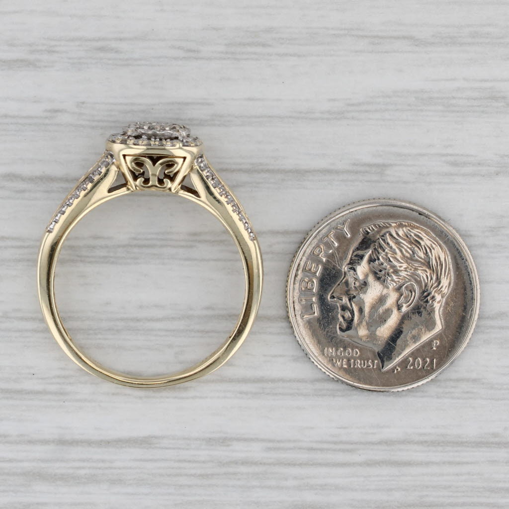 Gray 0.16ctw Diamond Halo Engagement Ring 10k Yellow Gold Size 7