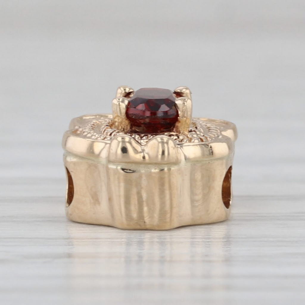 Old Victoria 0.65ct Garnet Slide Bracelet Charm 14k Yellow Gold Vintage