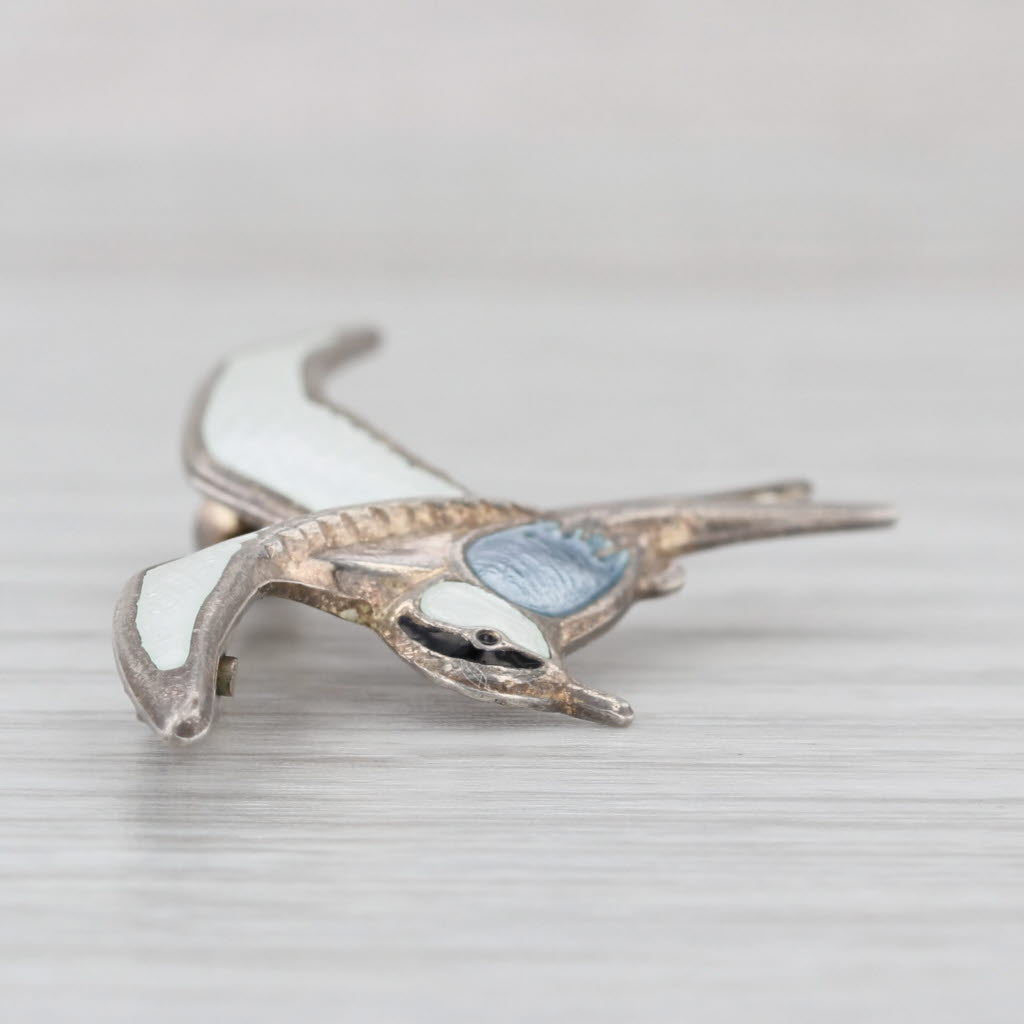 David Andersen Norway Bird Brooch Sterling Silver Enamel Pin