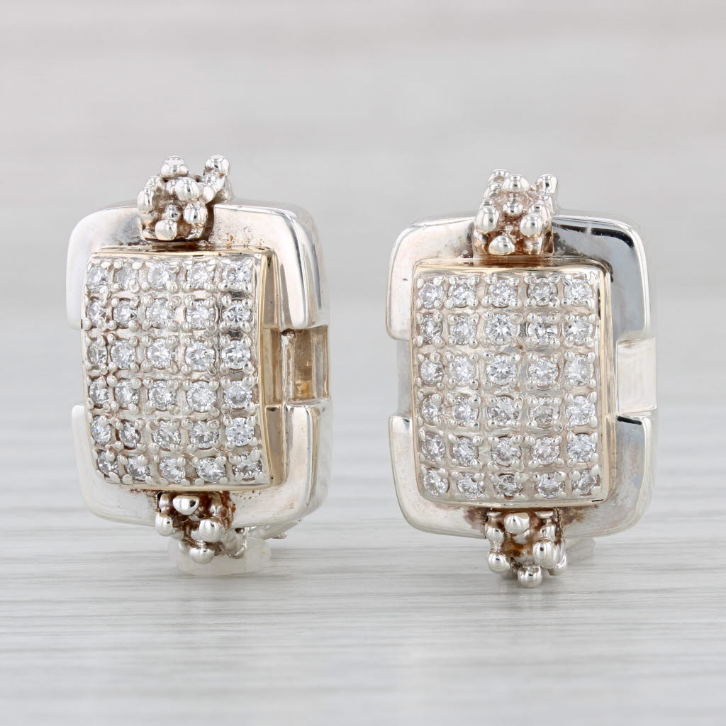 Light Gray Michael Dawkins 0.98ctw Diamond Earrings 14k Gold Sterling Silver